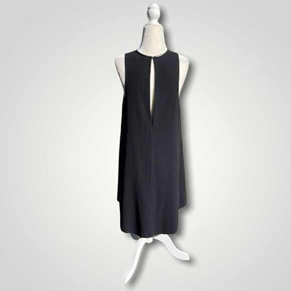 T Alexander Wang Leather Trimmed Crepe Melange Trapeze Raw Cut Swing Dress, Sz 0 - Picture 3 of 12